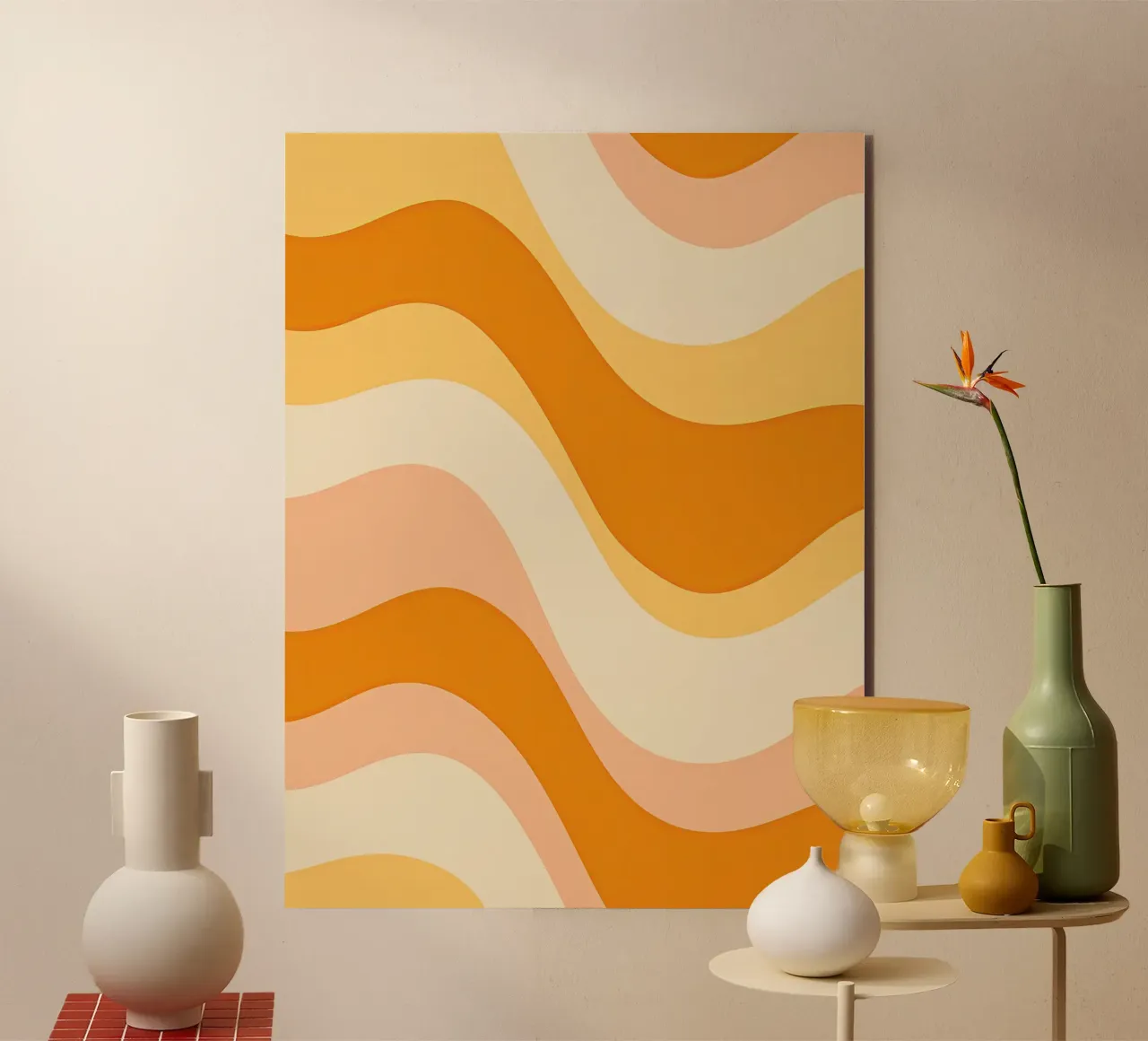 Abstract 70s peach and mustard pattern alu-dibond by Autofocus