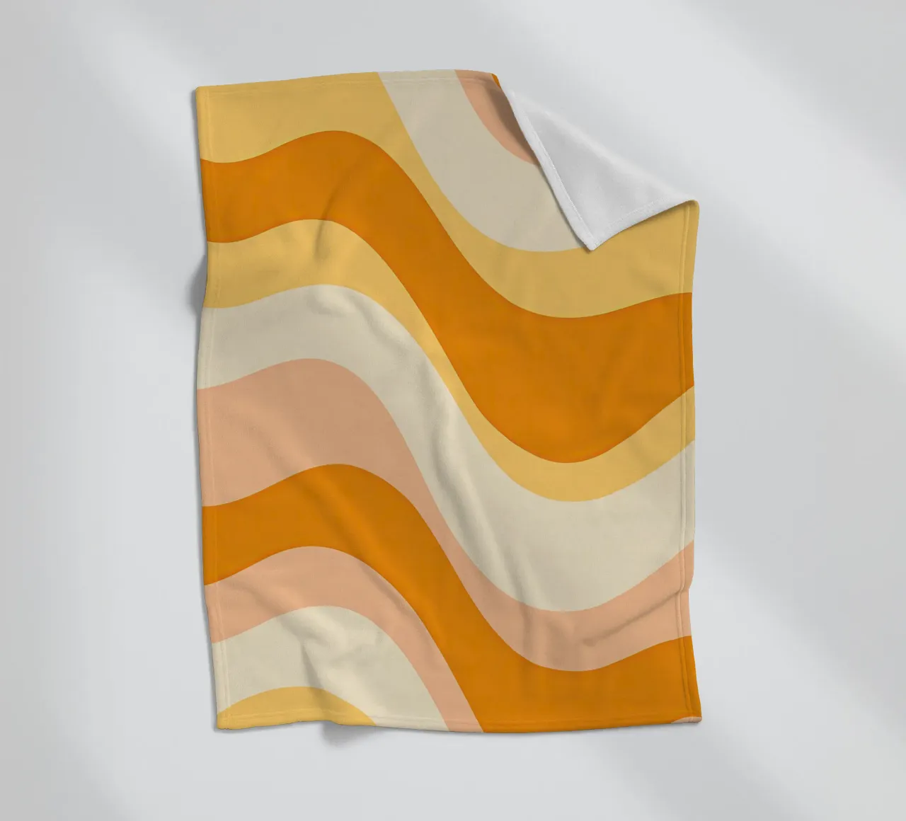 Abstract 70s peach and mustard pattern fleece blanket by Autofocus