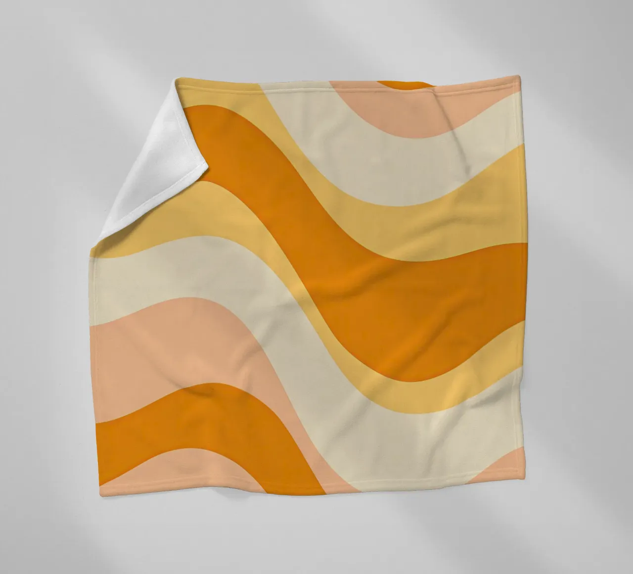 Abstract 70s peach and mustard pattern fleece blanket by Autofocus