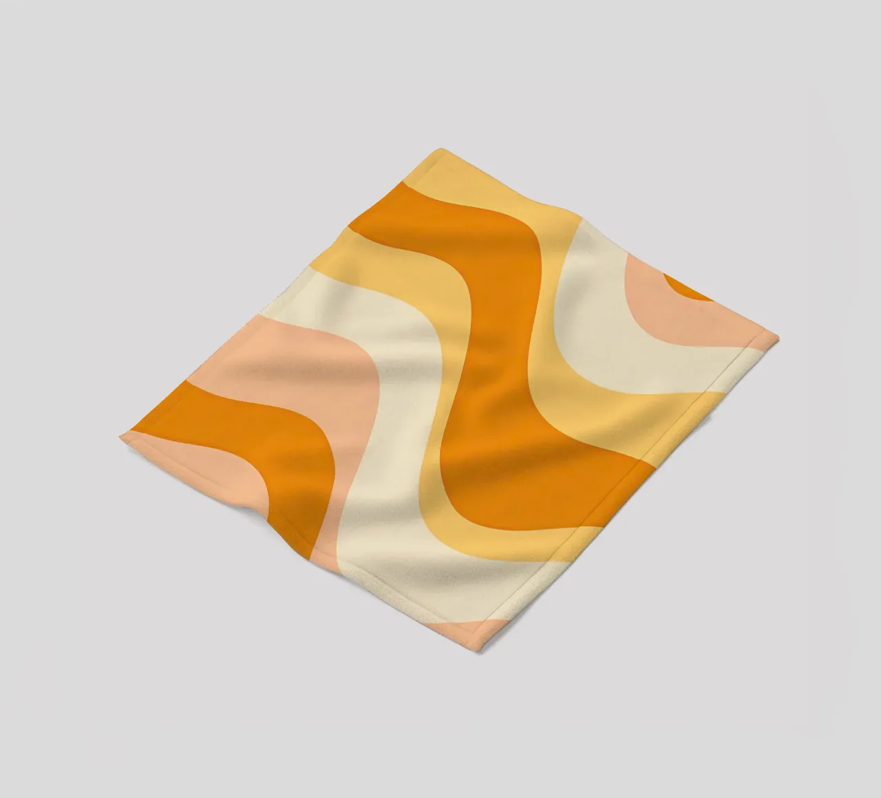 Abstract 70s peach and mustard pattern fleece blanket by Autofocus