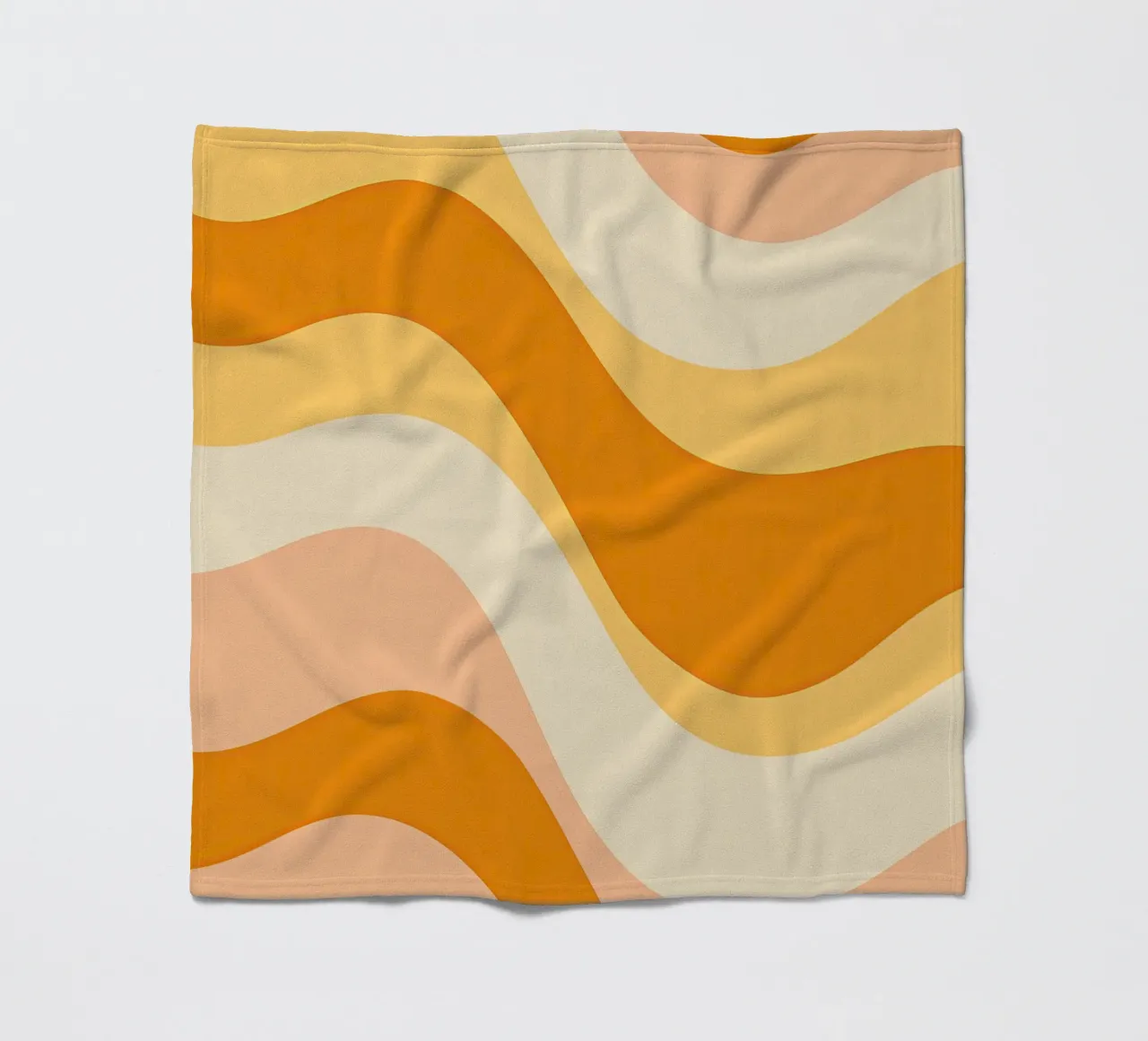Abstract 70s peach and mustard pattern fleece blanket by Autofocus