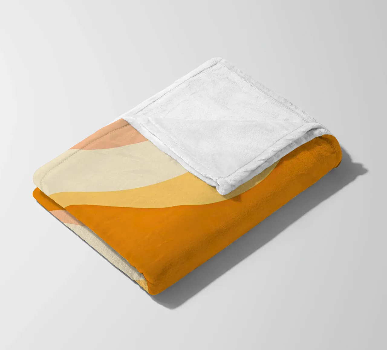 Abstract 70s peach and mustard pattern fleece blanket by Autofocus