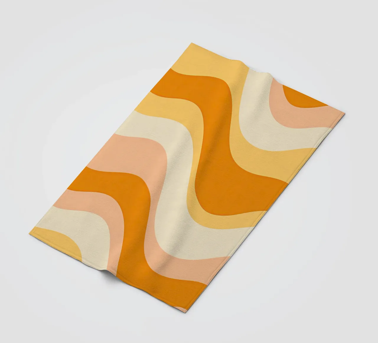 Abstract 70s peach and mustard pattern fleece blanket by Autofocus