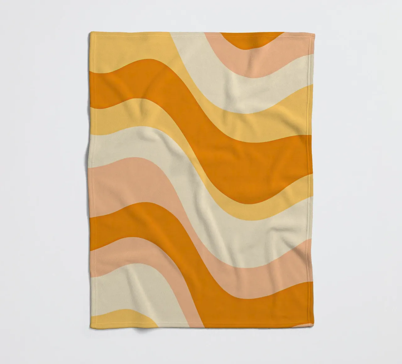 Abstract 70s peach and mustard pattern fleece blanket by Autofocus