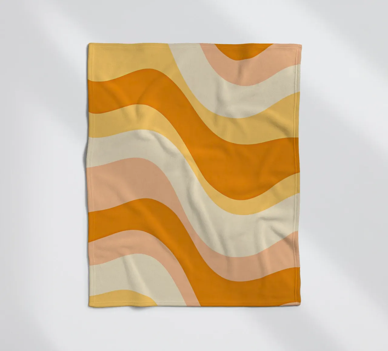 Abstract 70s peach and mustard pattern fleece blanket by Autofocus