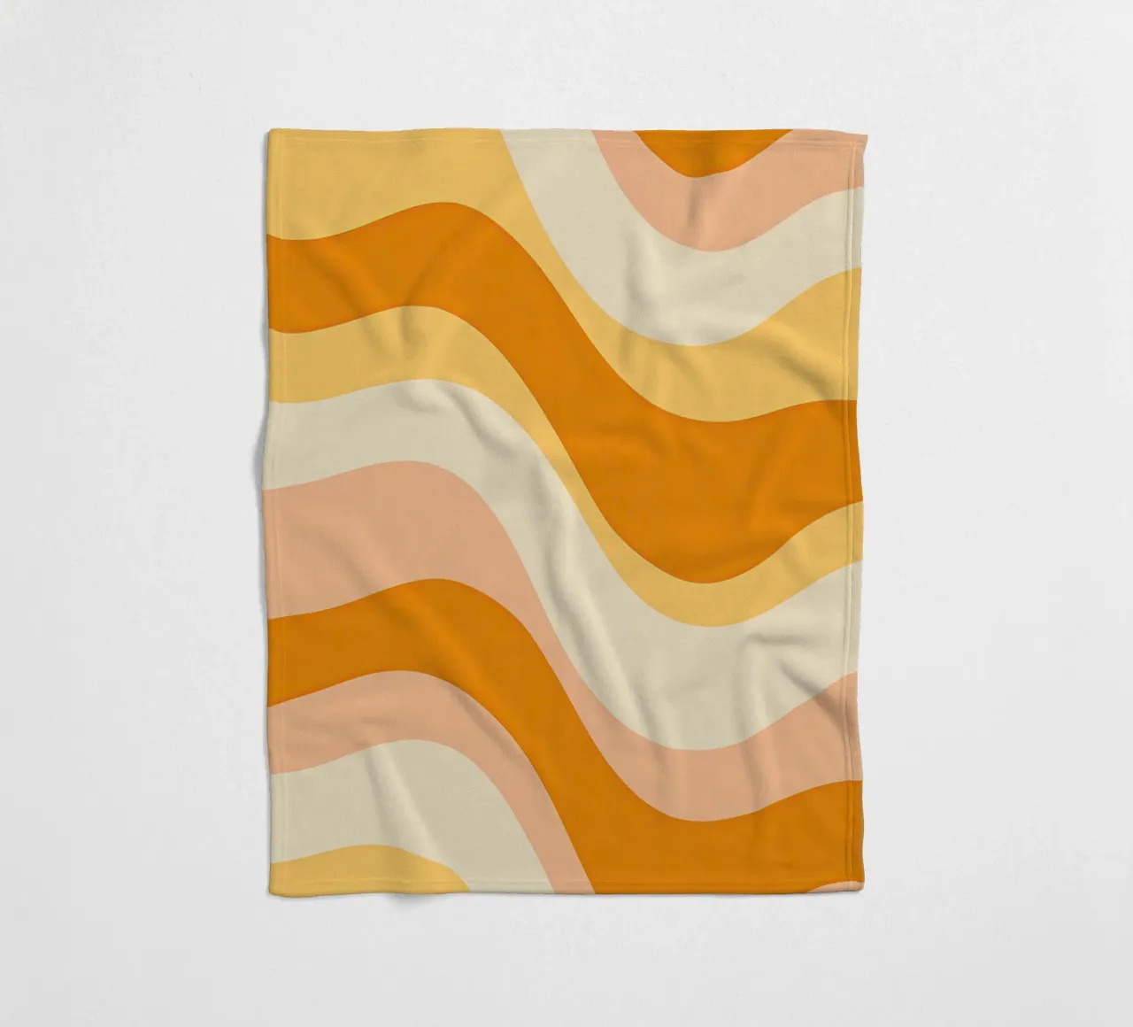 Abstract 70s peach and mustard pattern fleece blanket by Autofocus