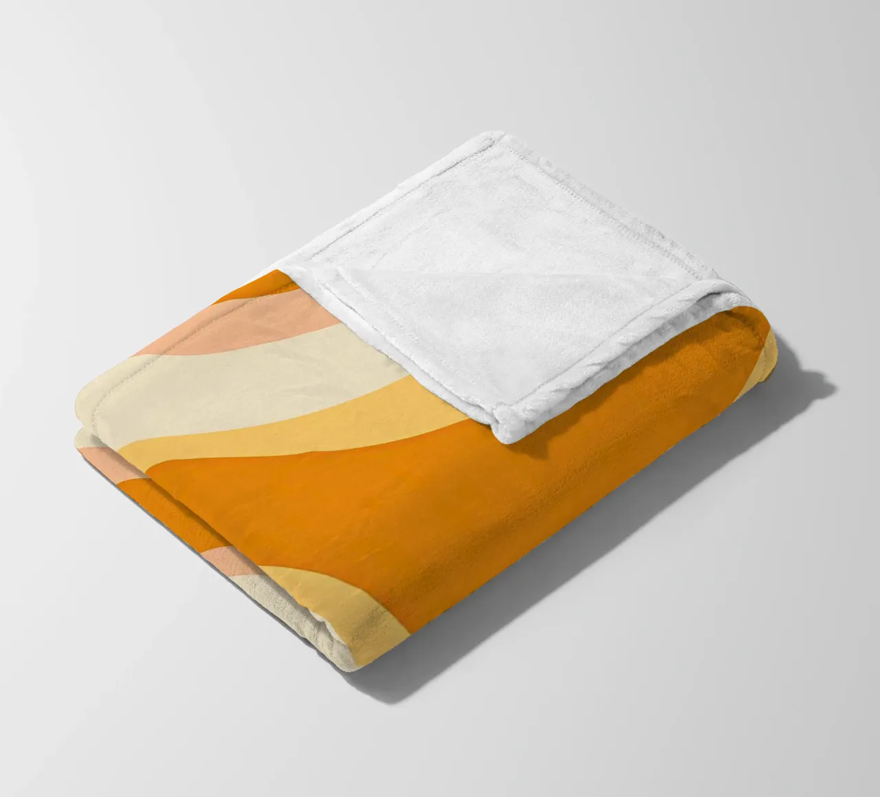 Abstract 70s peach and mustard pattern fleece blanket by Autofocus