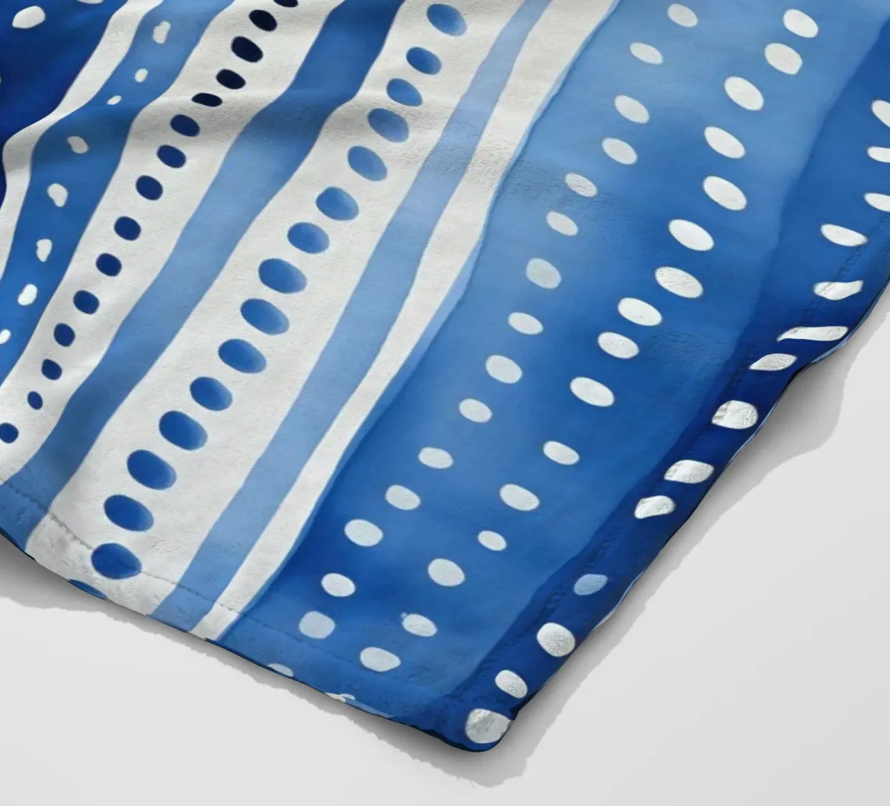 Blue watercolour pattern with stripes and dots fleece blanket by Autofocus