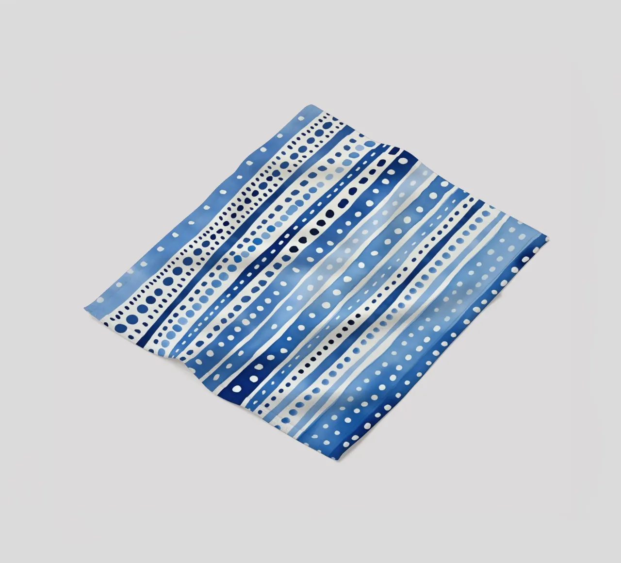 Blue watercolour pattern with stripes and dots fleece blanket by Autofocus