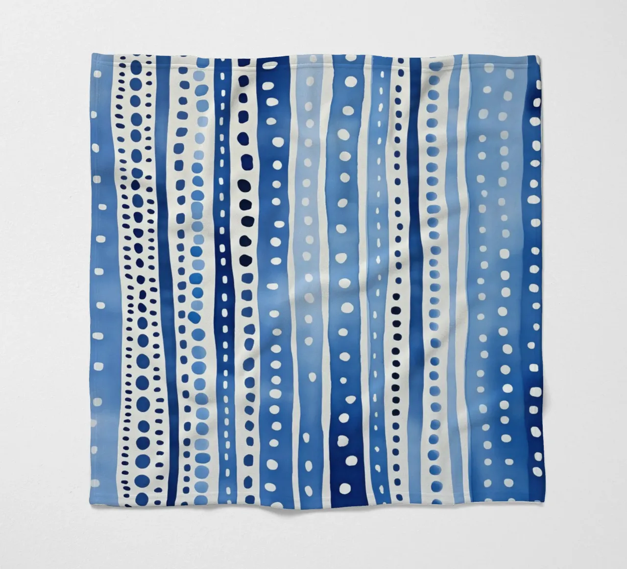 Blue watercolour pattern with stripes and dots fleece blanket by Autofocus