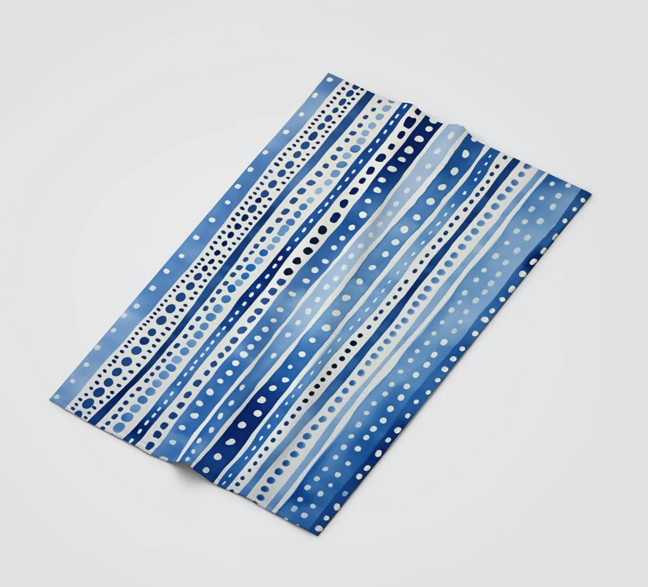 Blue watercolour pattern with stripes and dots fleece blanket by Autofocus