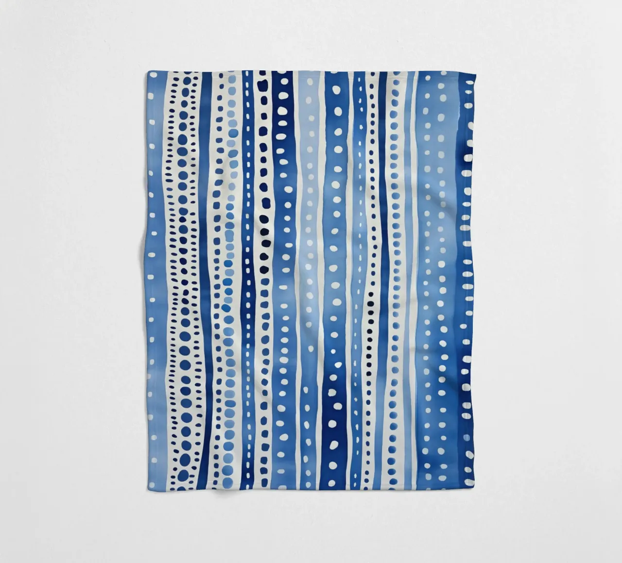 Blue watercolour pattern with stripes and dots fleece blanket by Autofocus