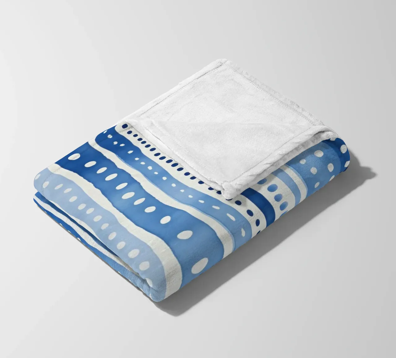 Blue watercolour pattern with stripes and dots fleece blanket by Autofocus