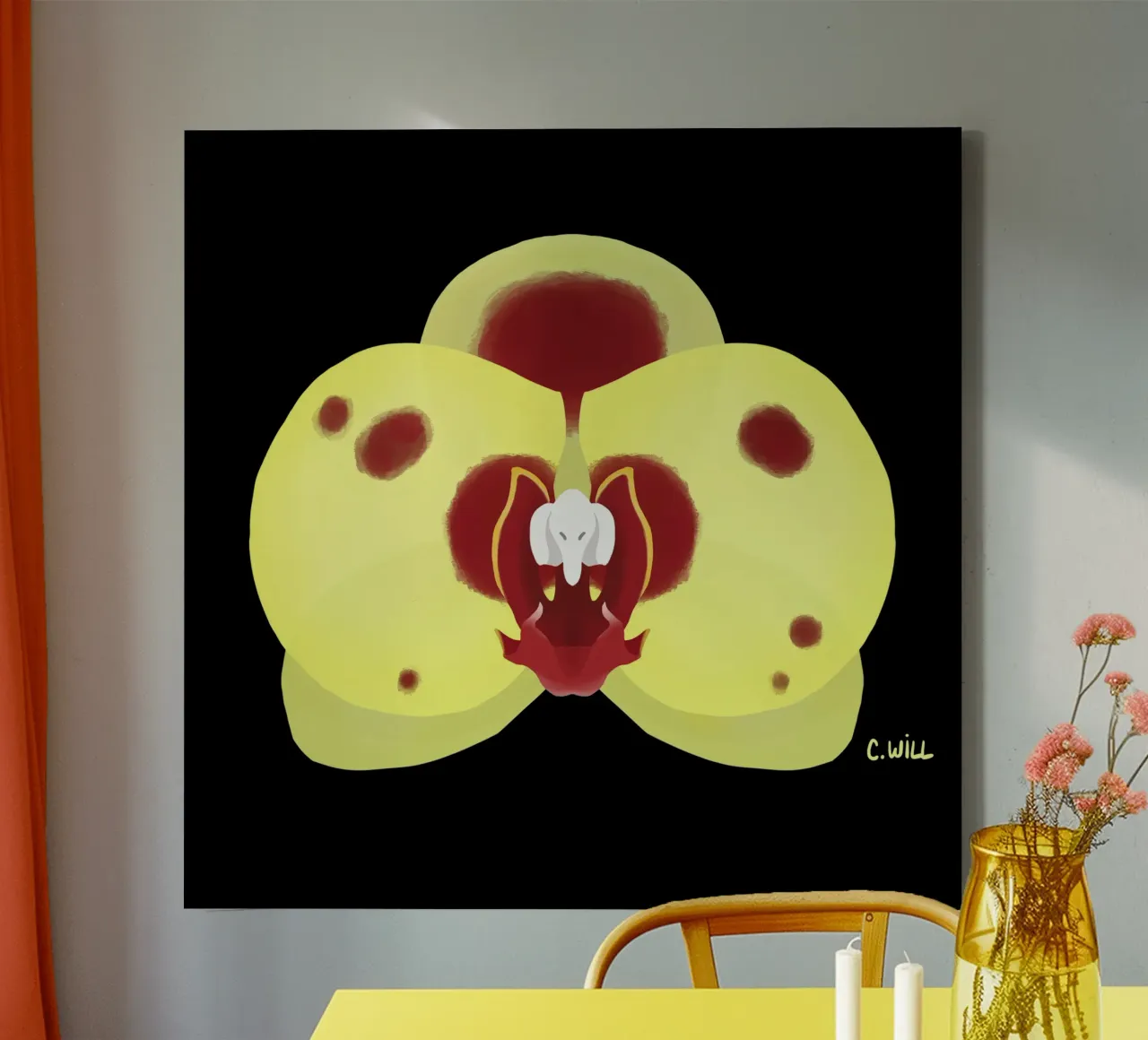 Orchidea elefante tela con Cornice a cassetta da C.WILL