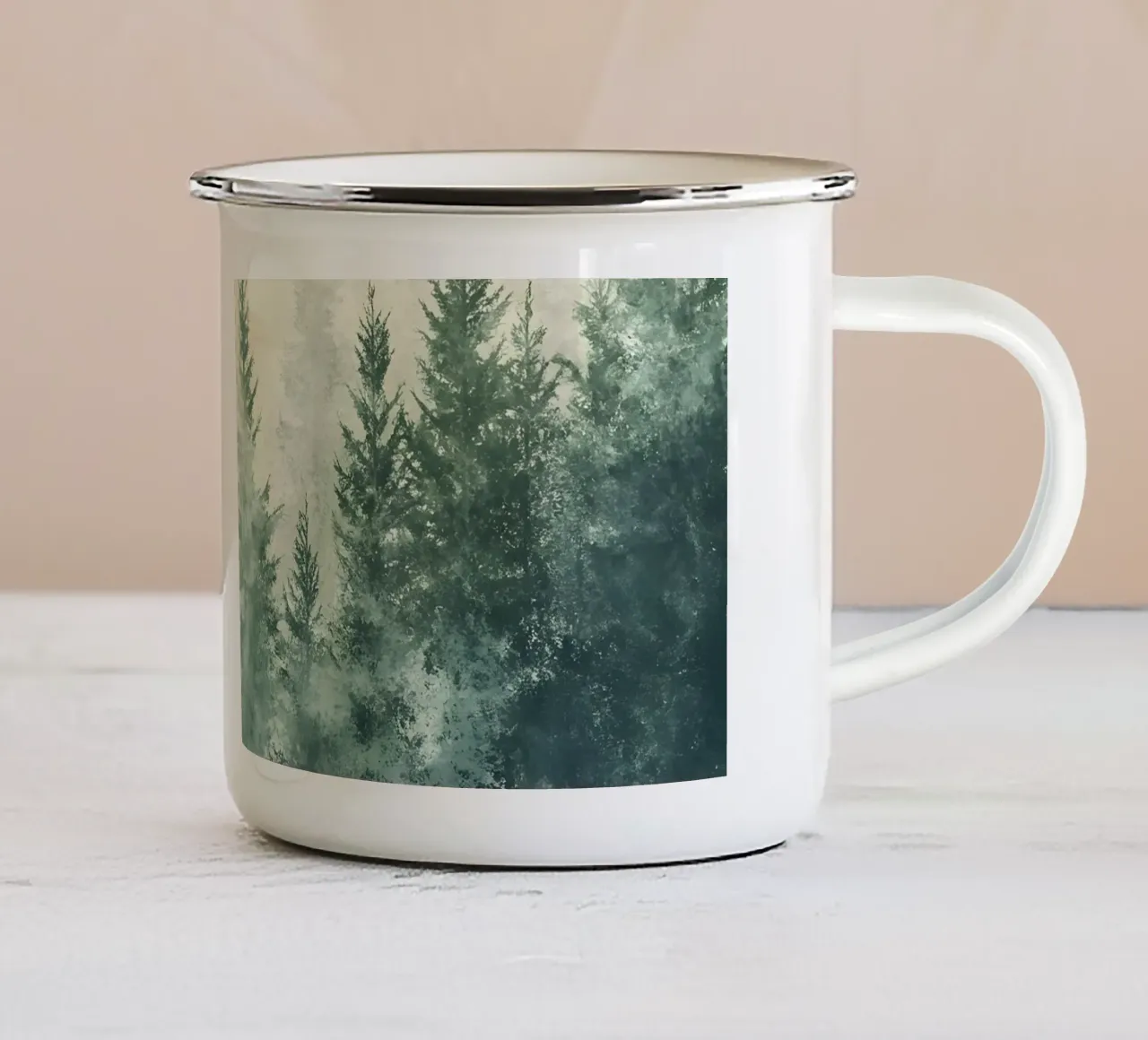 Foresta nebbiosa tazza in smalto da IamHomeStudio
