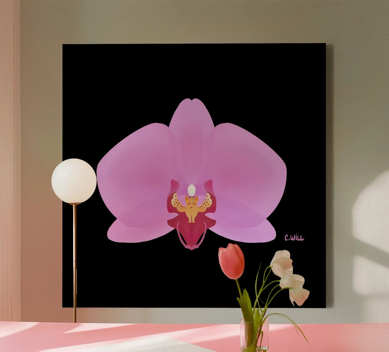 Tijgerorchidee canvas met Baklijst van C.WILL