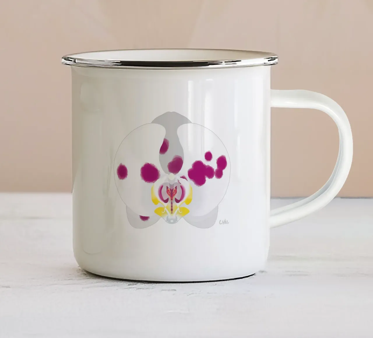 Orchidea lupo tazza in smalto da C.WILL