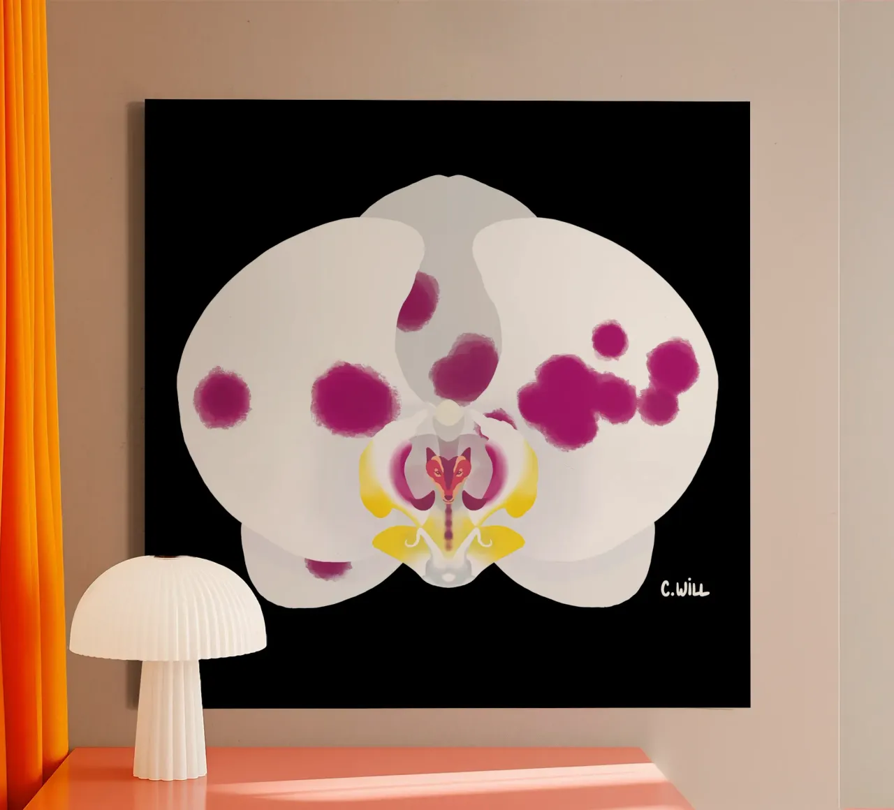 Orchidea lupo tela con Cornice a cassetta da C.WILL