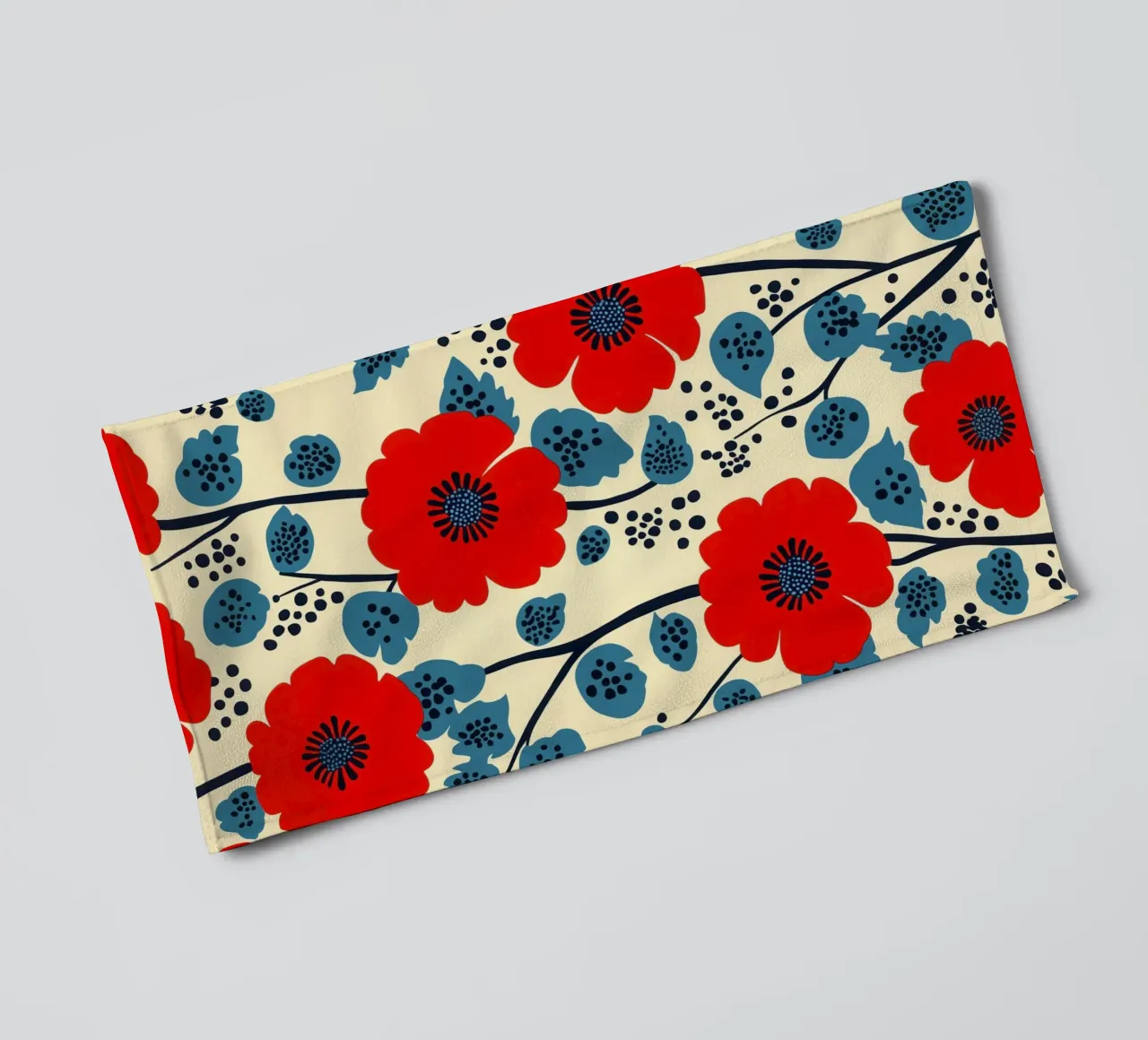 Decorative wild poppy pattern towel by Autofocus