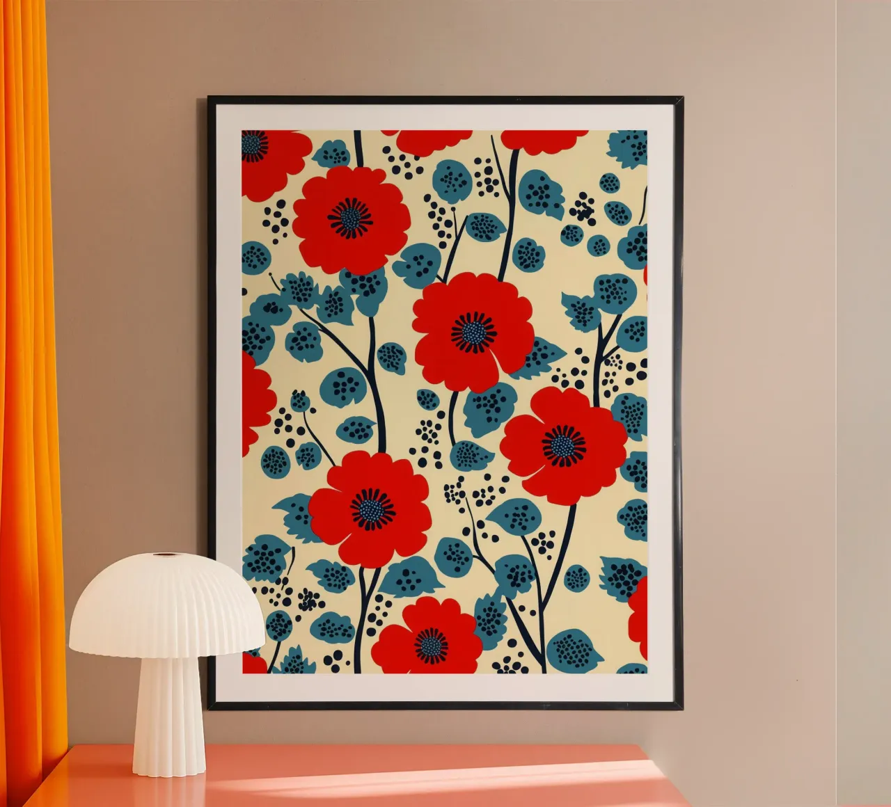 Dekoratives Wilder Mohn Muster Poster von Autofocus