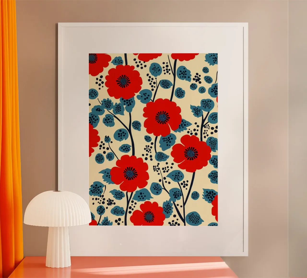 Dekoratives Wilder Mohn Muster Poster von Autofocus