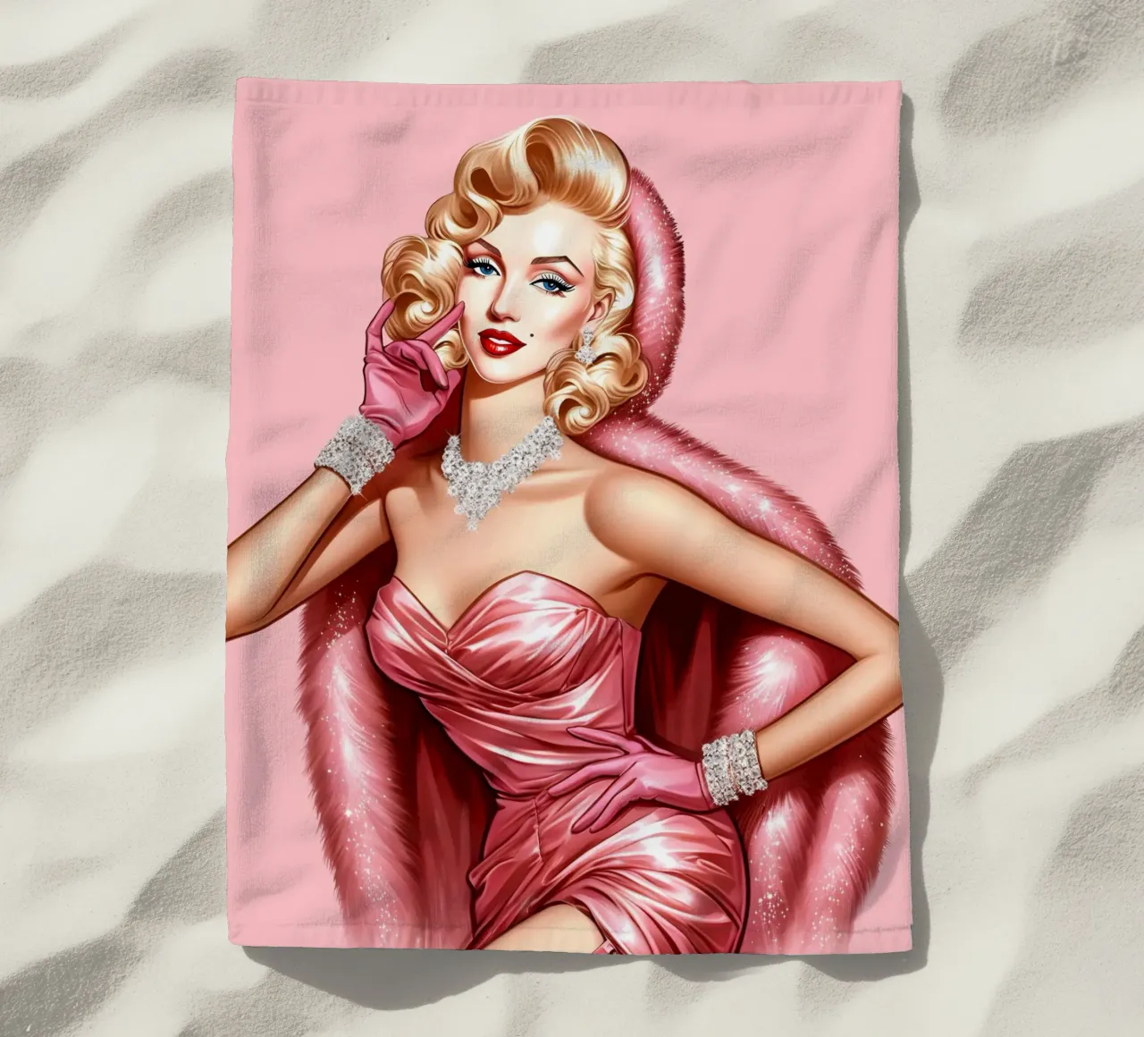 Marilyn Sognando un bianco Natale telo mare da ARTOMATIC