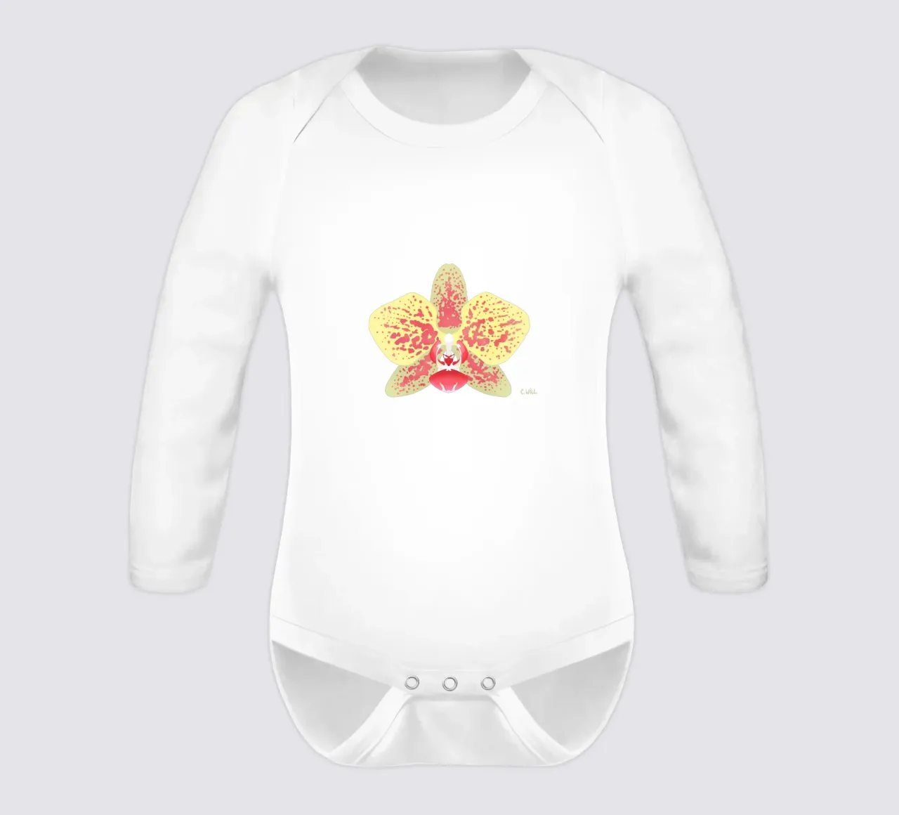 Orchidea volpe body neonato maniche lunghe da C.WILL