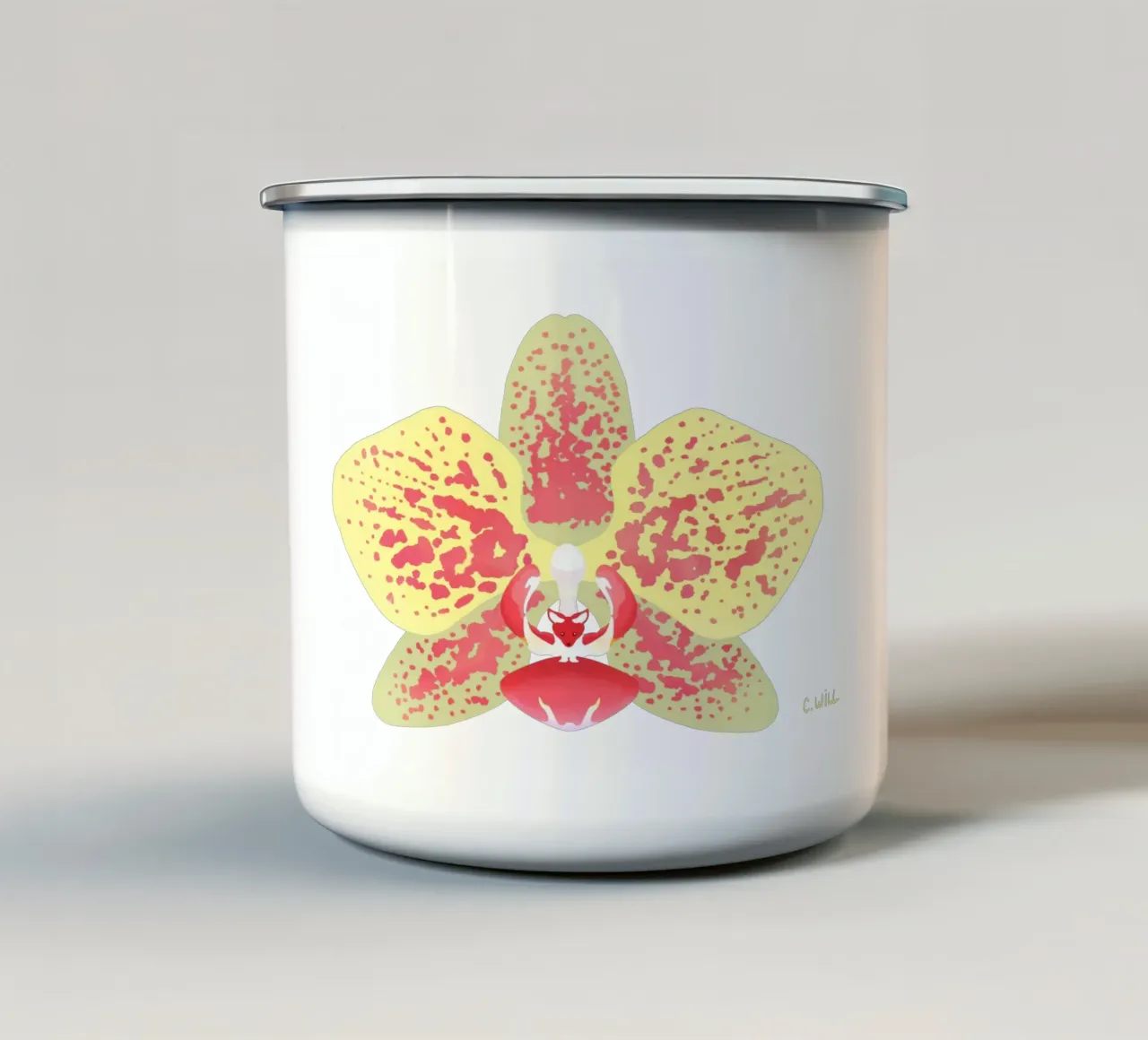 Orchidea volpe tazza in smalto da C.WILL