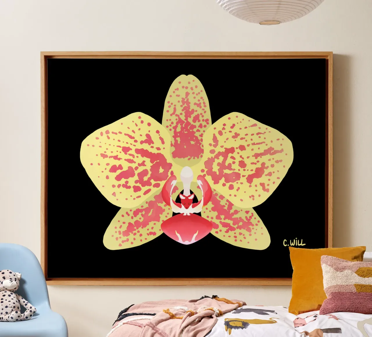 Orchidea volpe tela con Cornice a cassetta da C.WILL