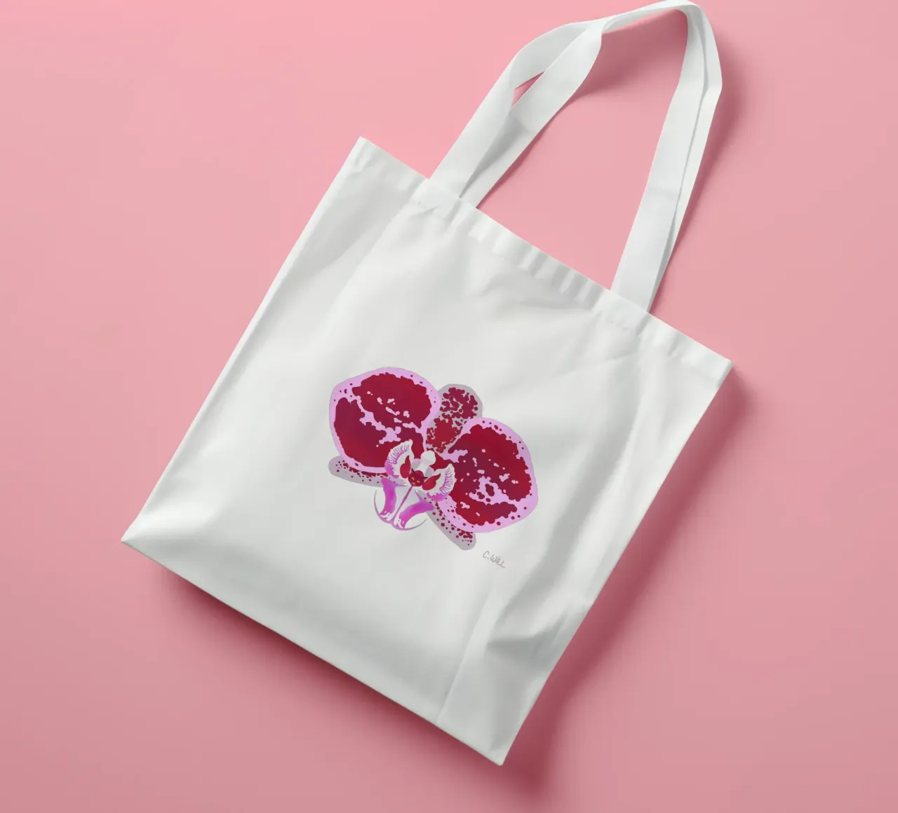 Cat orchid tote bag by C.WILL