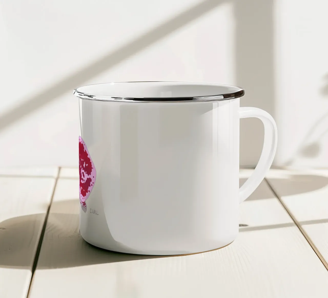 Gatto orchidea tazza in smalto da C.WILL
