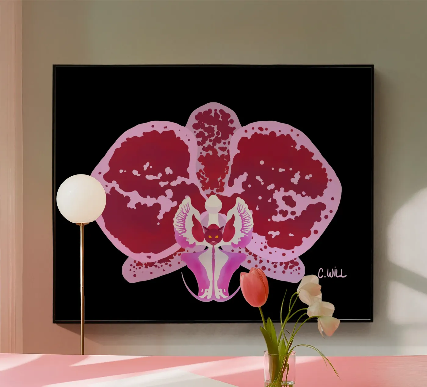 Cat orchid acryl van C.WILL