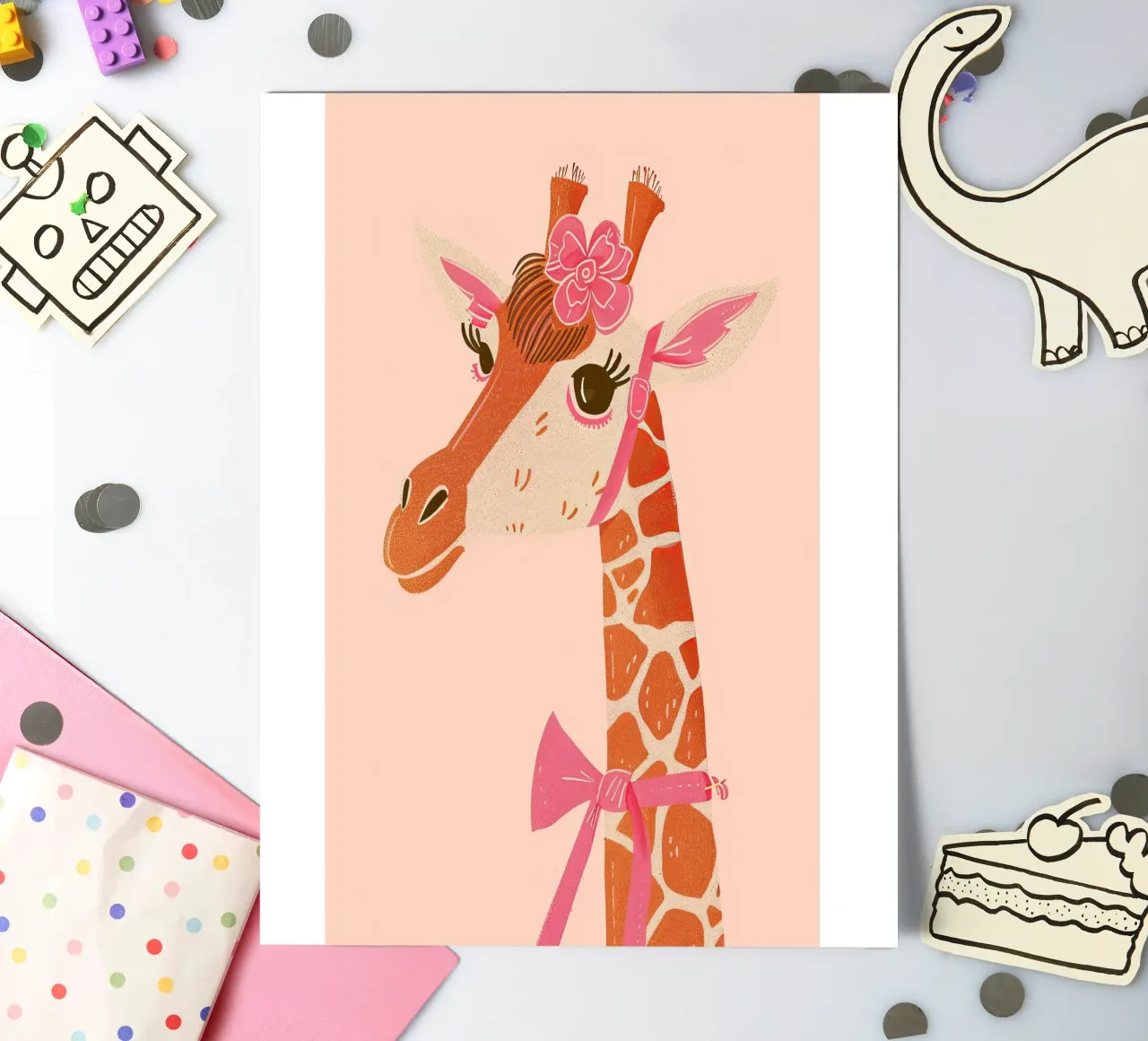 Glamouröse Giraffe mit Schleife Stickerbogen von DaarbyN