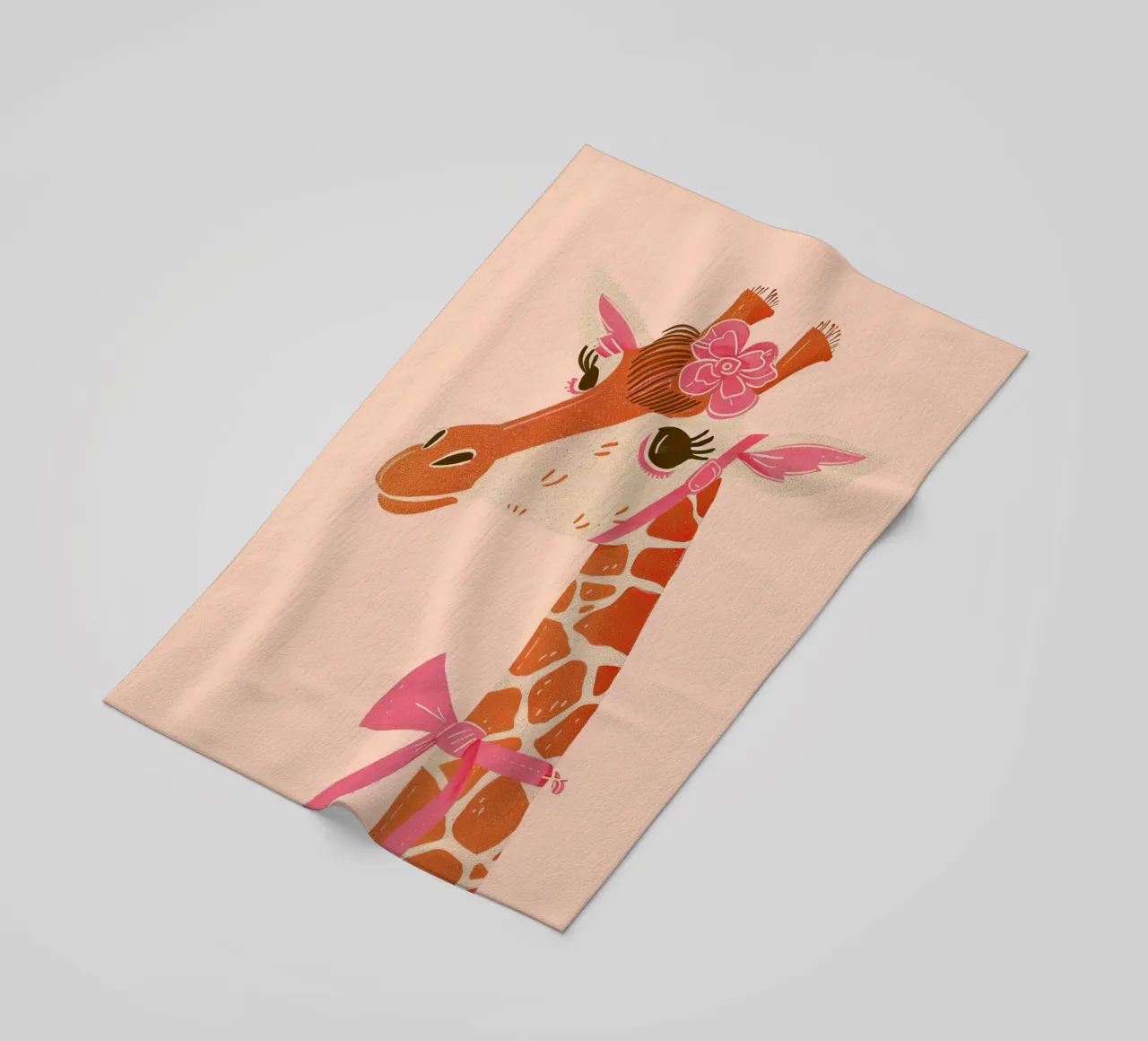 Glamorous Giraffe with a Bow beach towel by DaarbyN