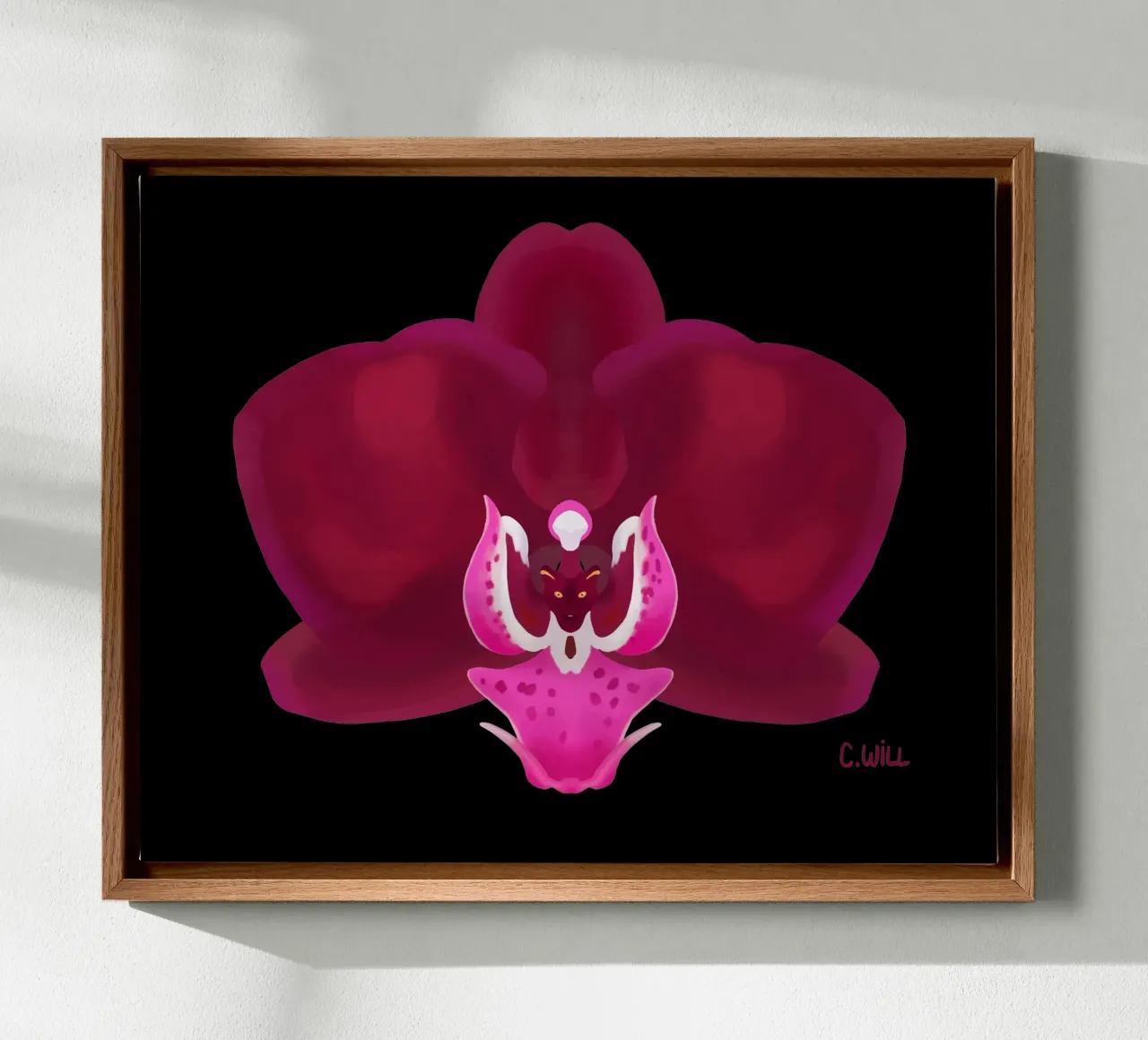 Pantherorchidee Leinwand mit Schattenfugenrahmen von C.WILL