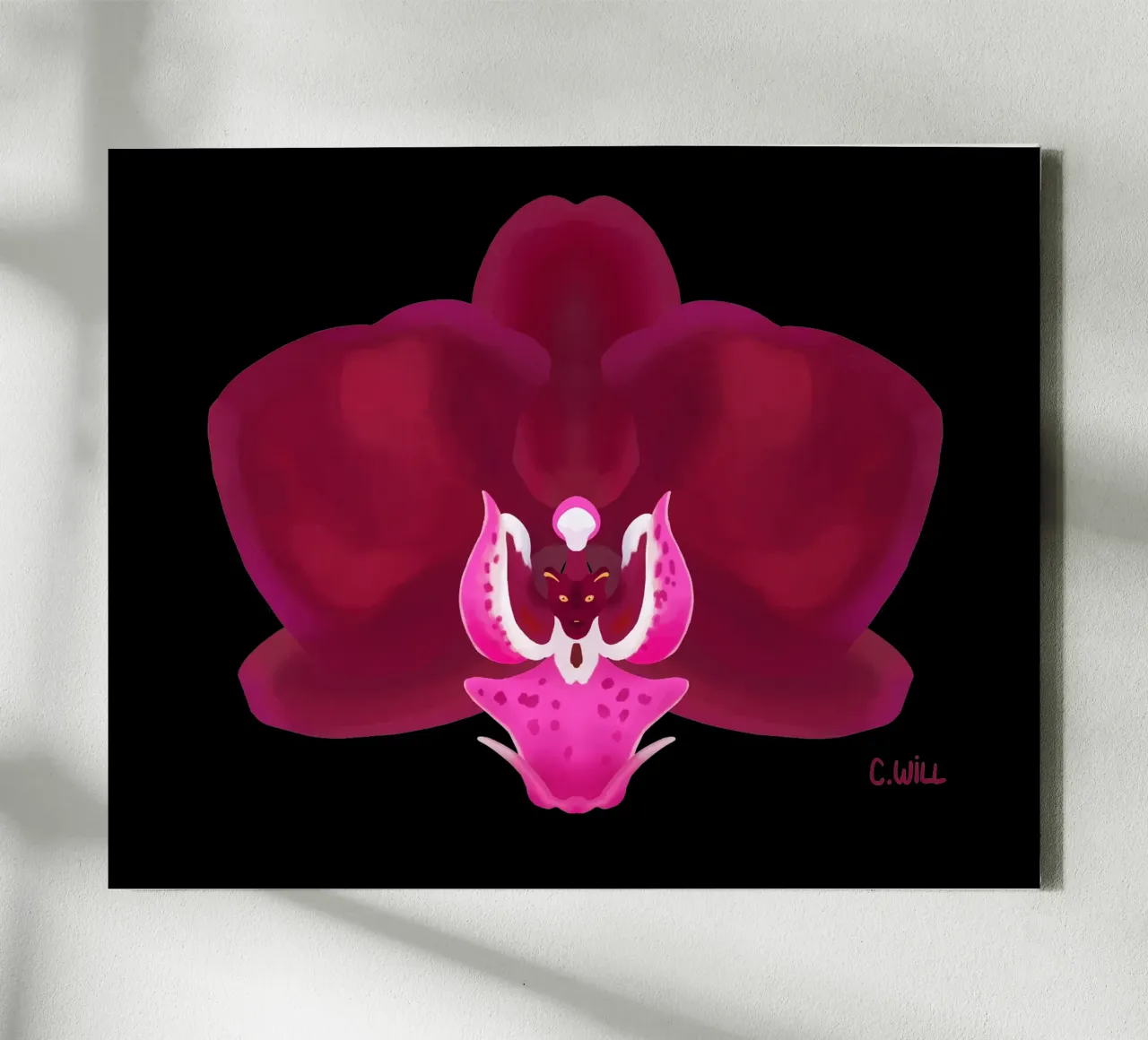 Pantherorchidee Leinwand mit Schattenfugenrahmen von C.WILL