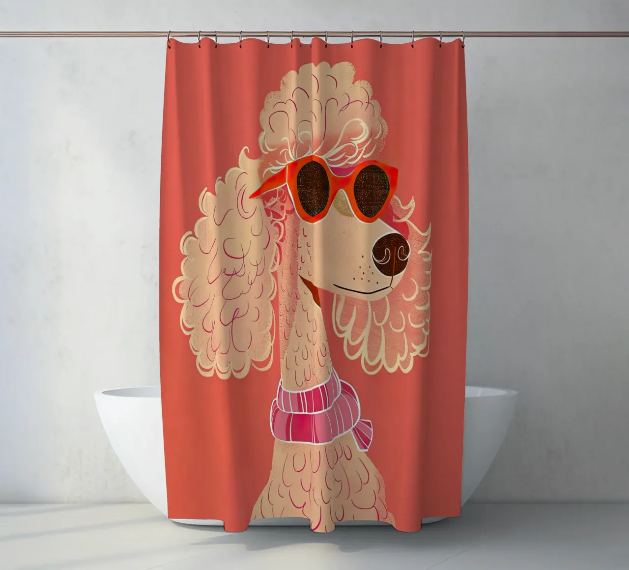 Retro Glamour Poodle shower curtain by DaarbyN