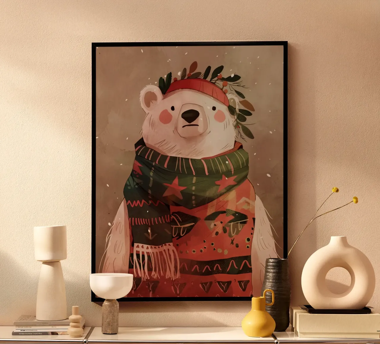Festive Bear with Holiday Spirit poster by DaarbyN