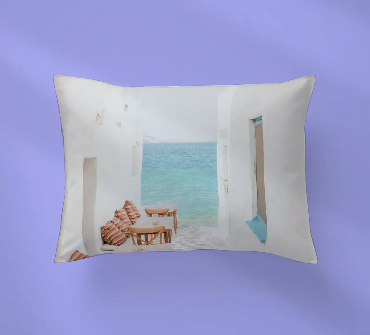 Caffè dell'isola greca di Mykonos cuscino da TheTravelClub