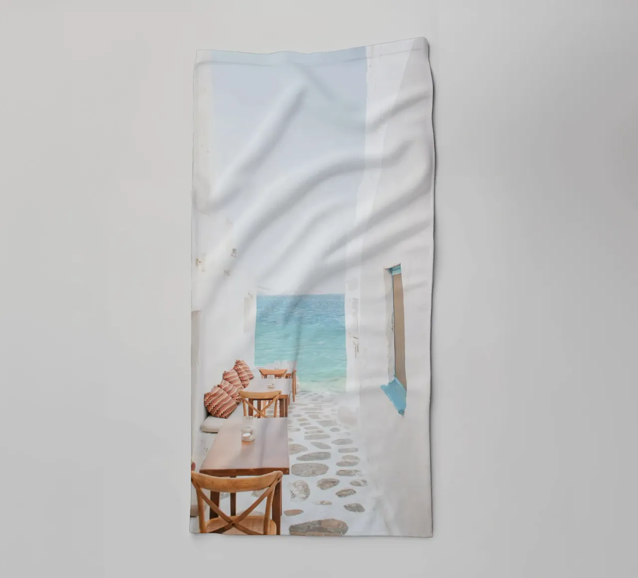 Caffè dell'isola greca di Mykonos asciugamano da bagno da TheTravelClub