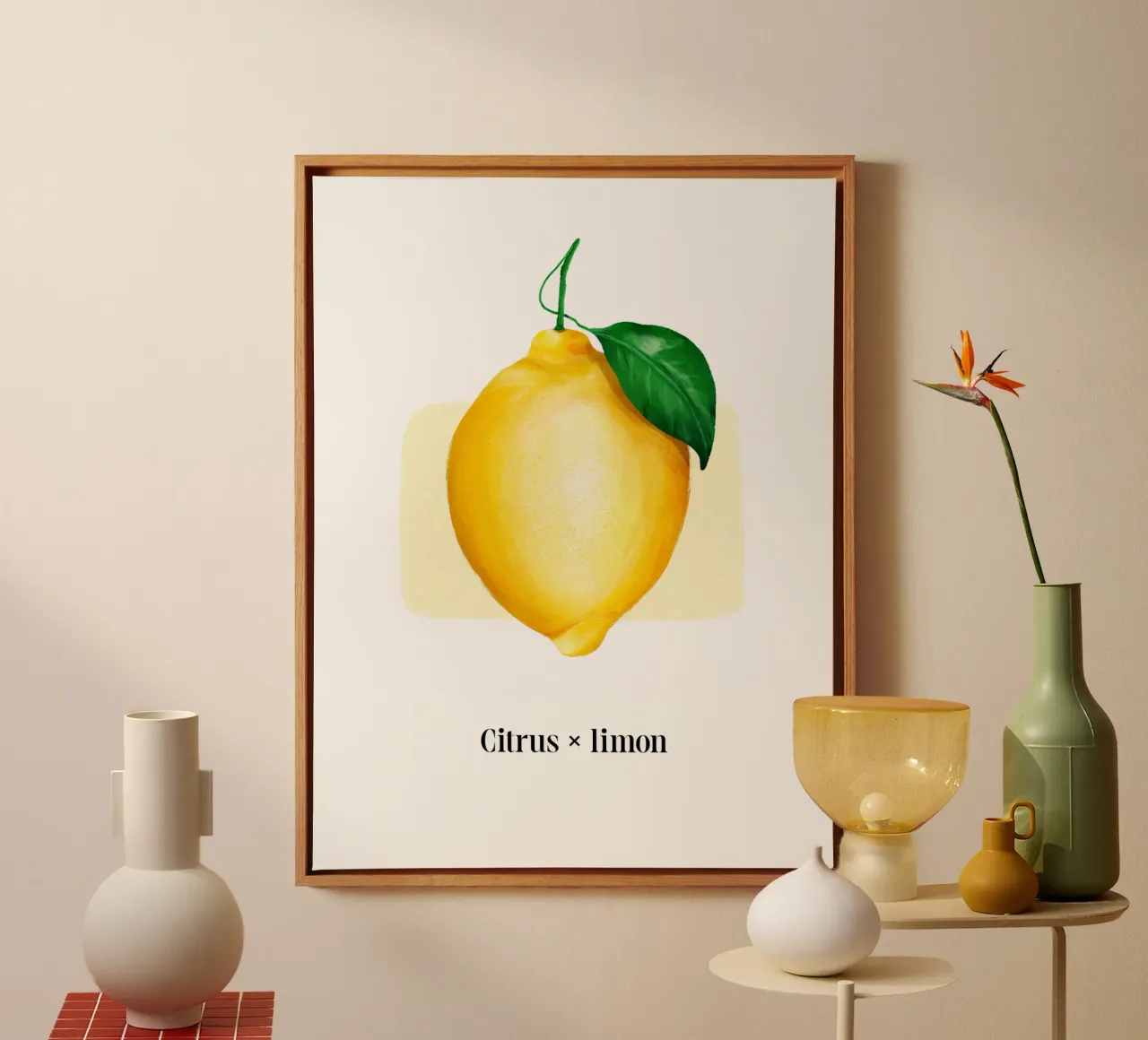Citrus x limon № 2 tela con Cornice a cassetta da color&shape