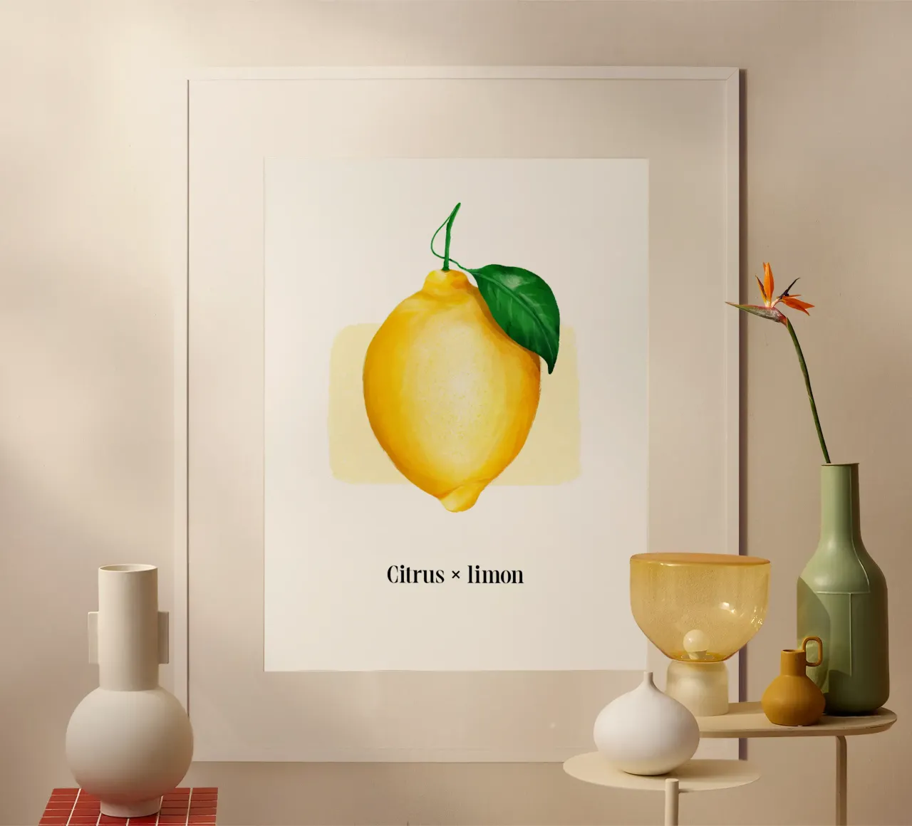 Citrus x limon № 2 poster avec cadre en plastique de color&shape
