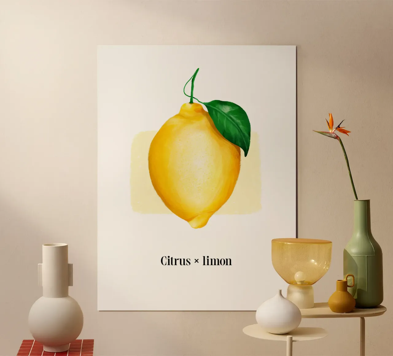 Citrus x limon № 2 poster avec cadre en plastique de color&shape
