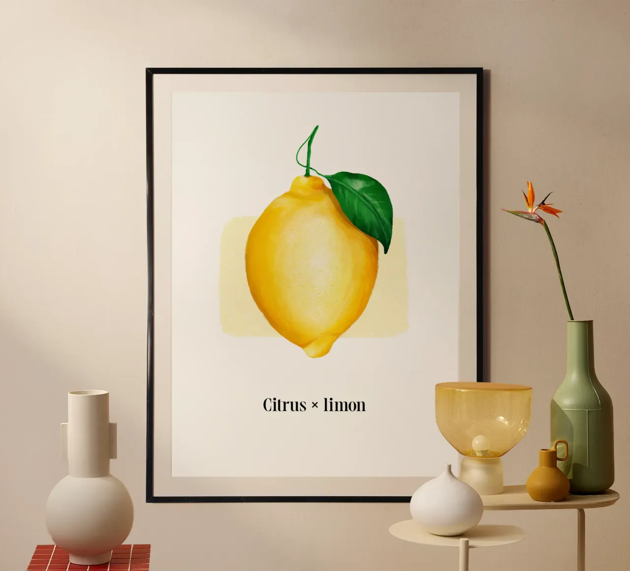 Citrus x limon № 2 poster avec cadre en plastique de color&shape