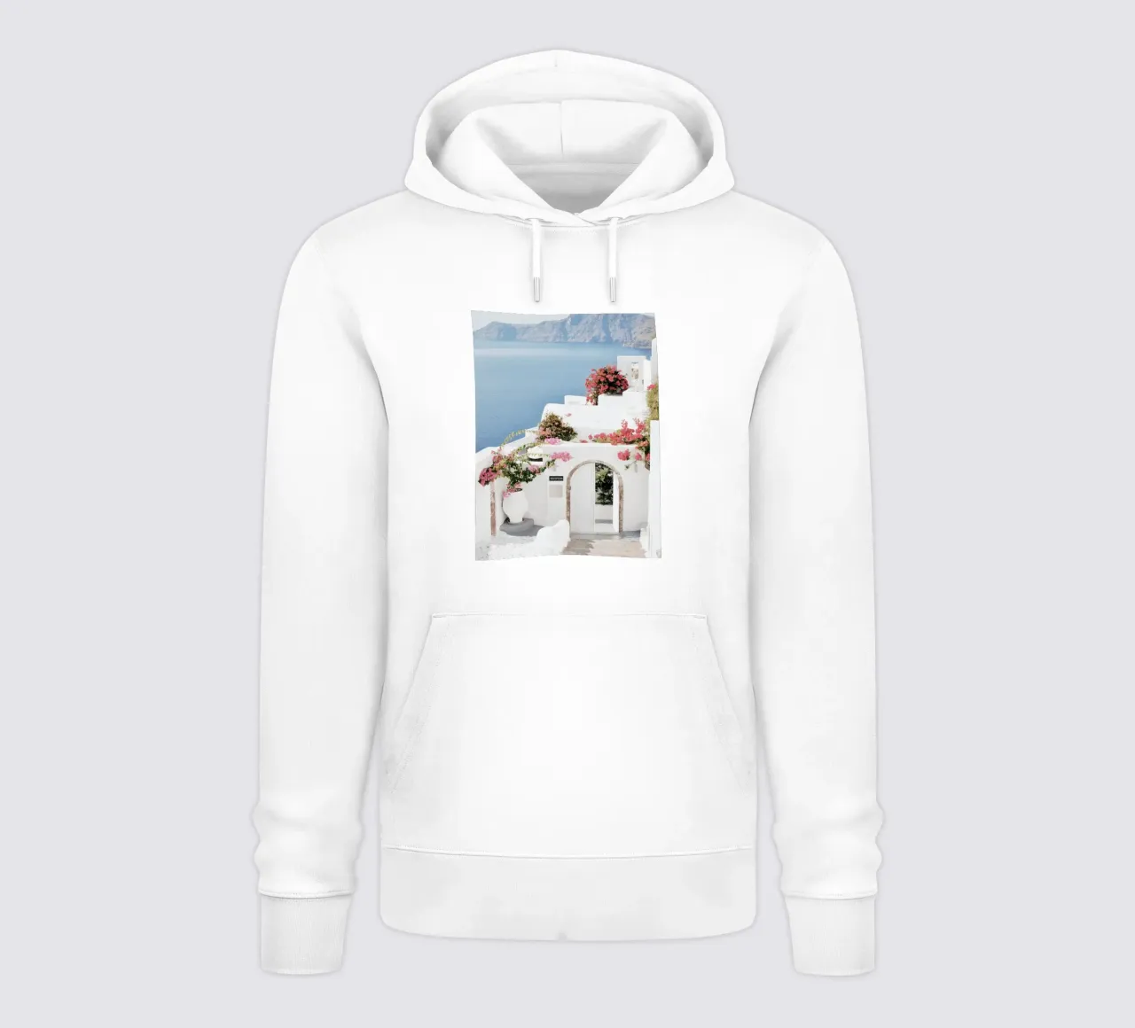 Santorini Grecia Póster de viaje sudadera con capucha de TheTravelClub
