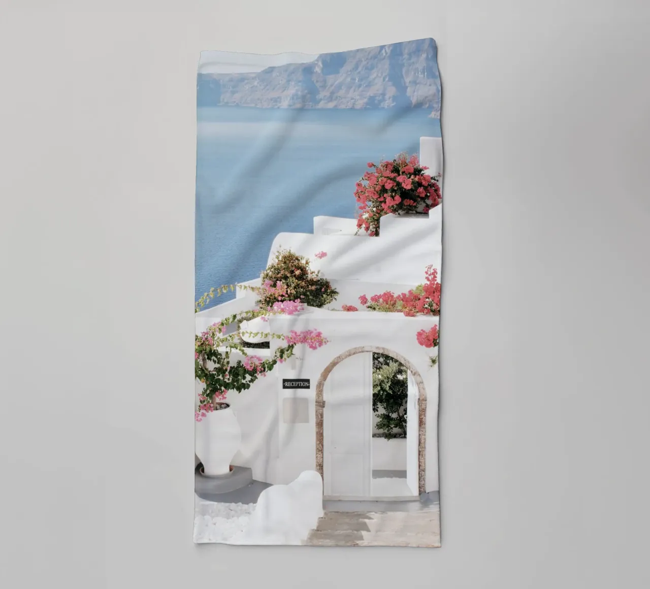 Affiche de voyage Santorini Grèce serviette de bain de TheTravelClub