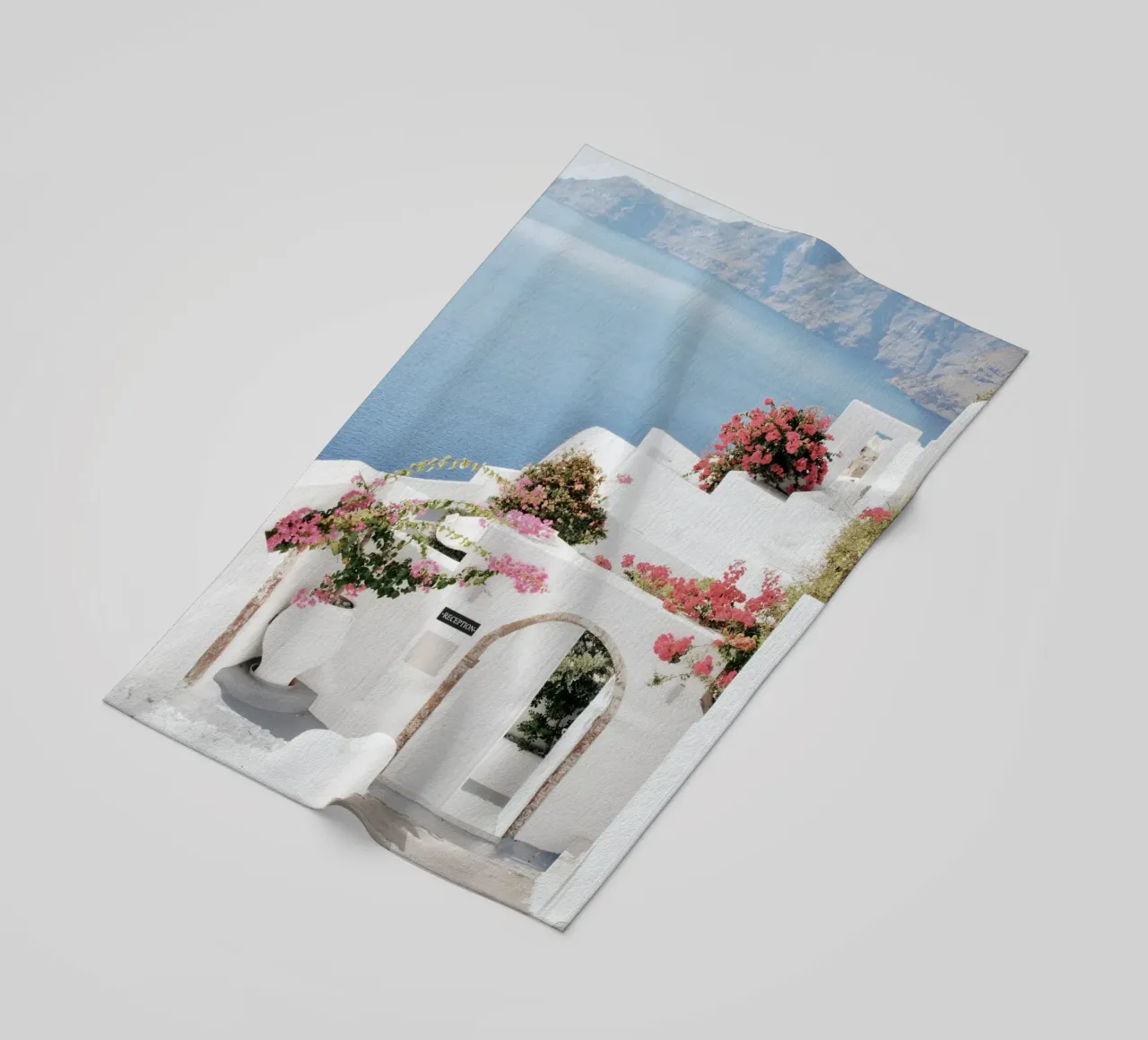 Santorini Greece Travel Poster telo mare da TheTravelClub