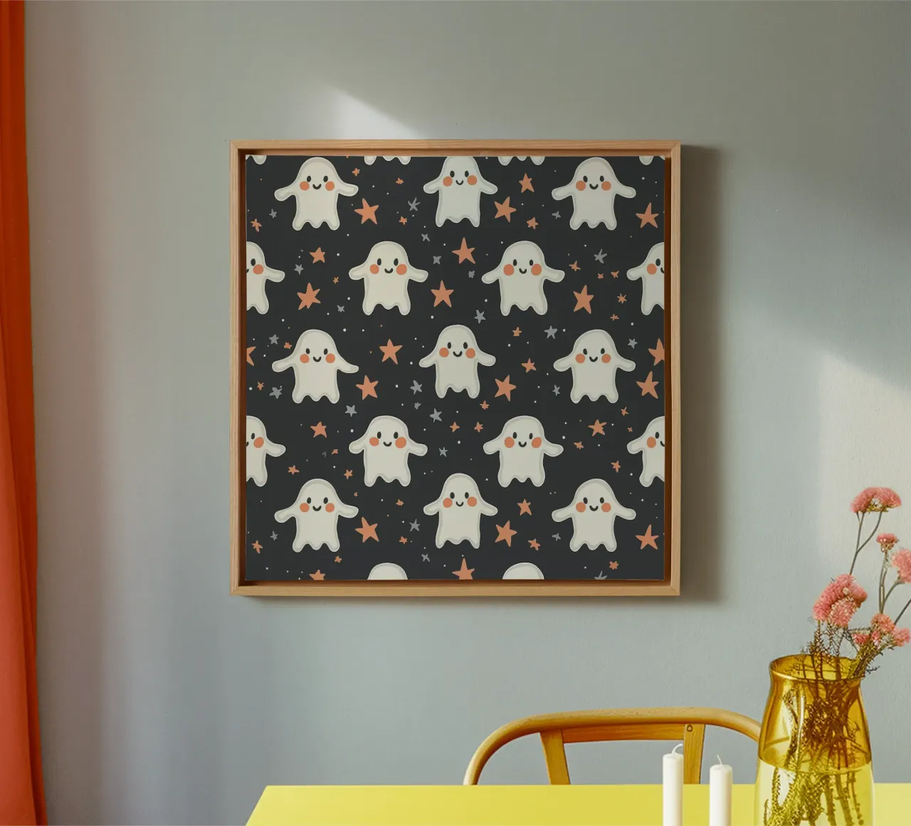 Ghost patterns for children canvas with Floater frame by Autofocus
