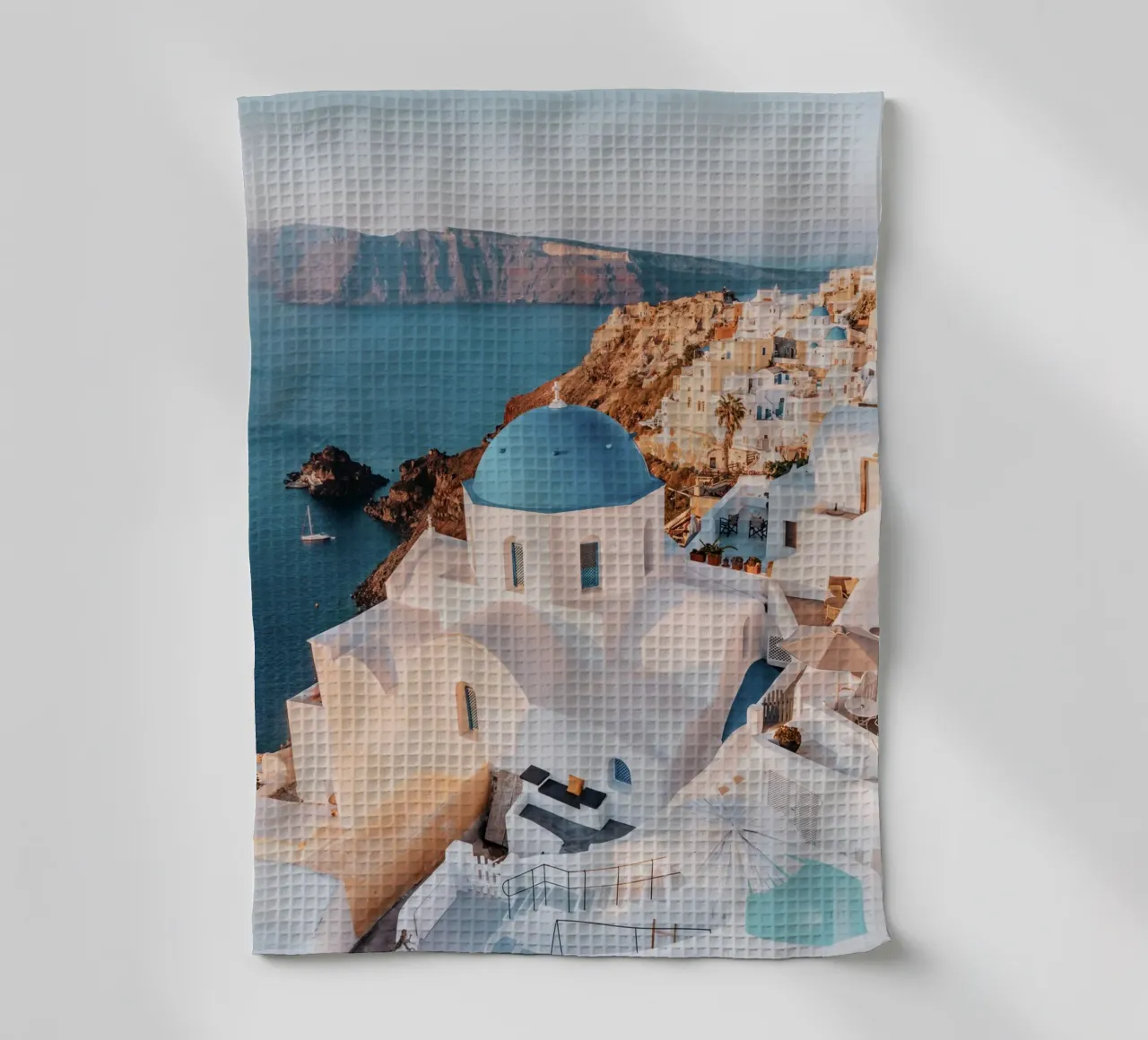 Santorini Griekenland Print, Reisposter theedoek van TheTravelClub