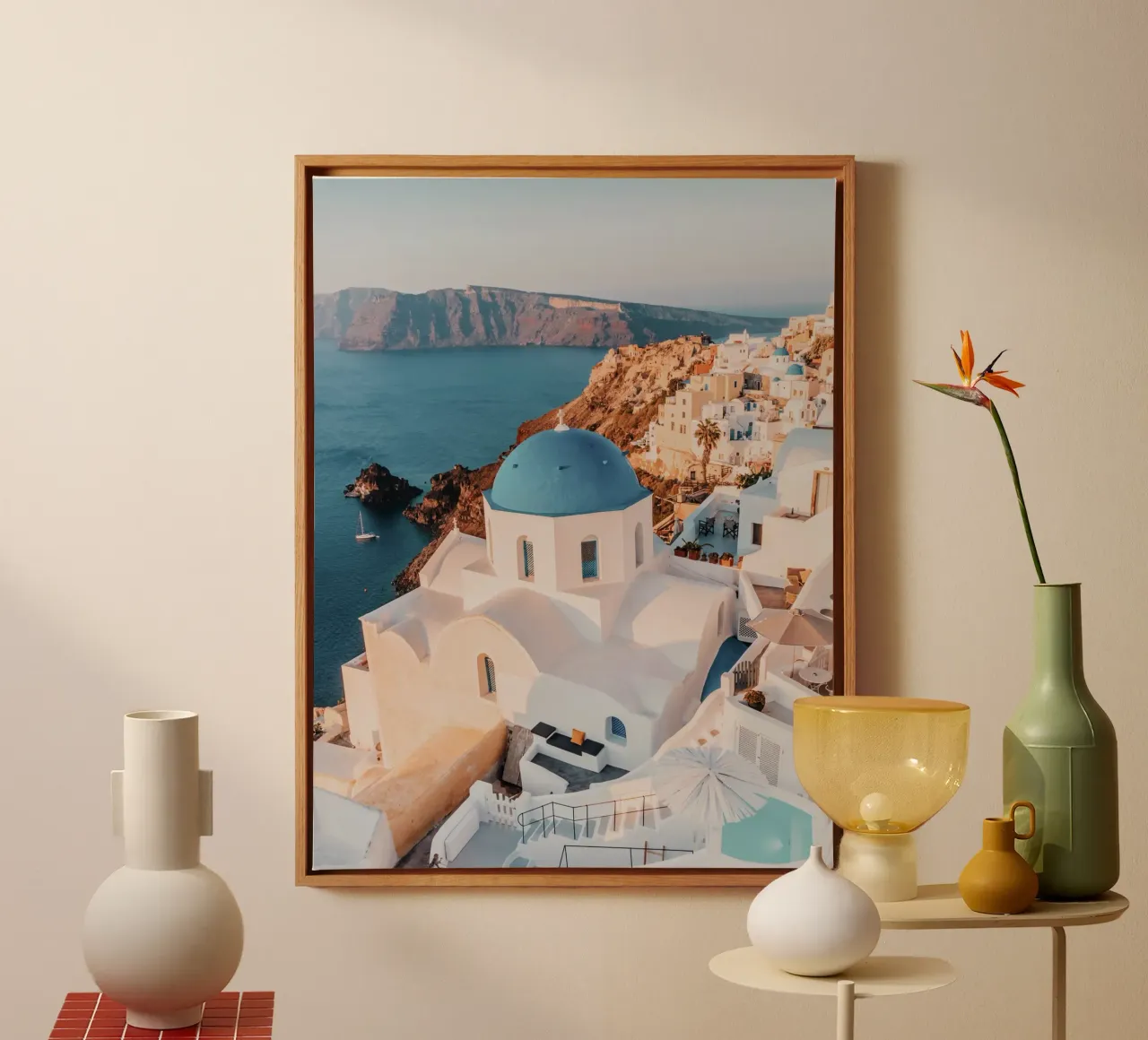 Santorini Griekenland Print, Reisposter canvas van TheTravelClub